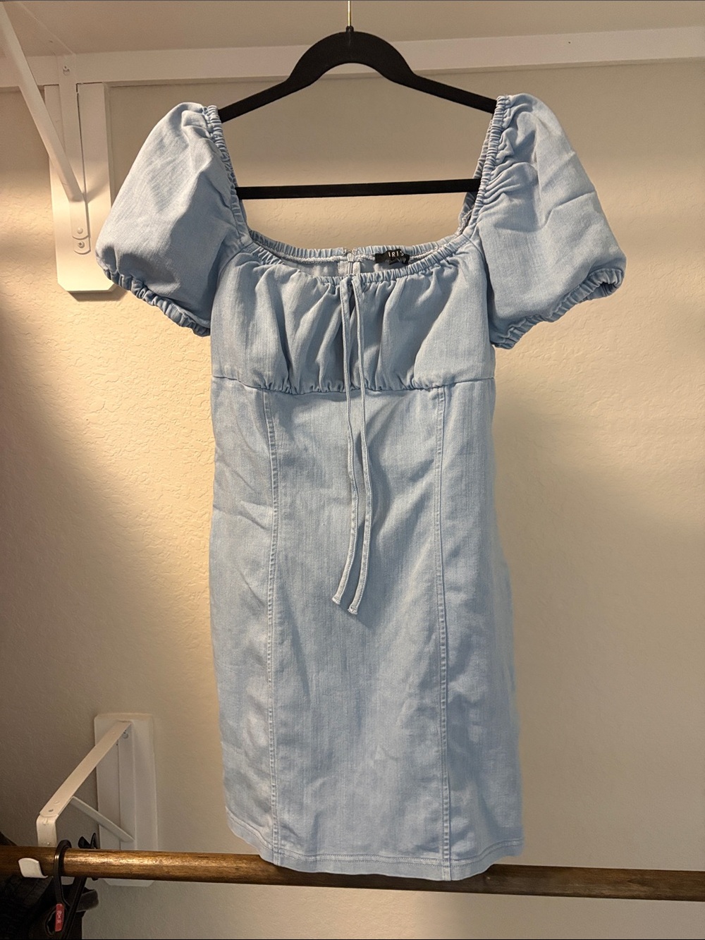 Light Blue Puff-Sleeve Mini Dress - Women